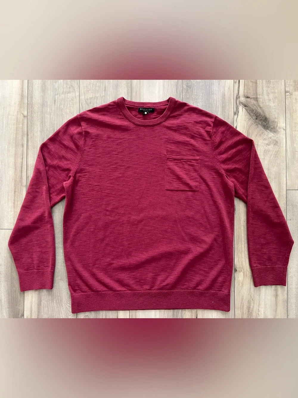 Men's Crewneck Sweater in Burgundy XL Banana Republic Cotton